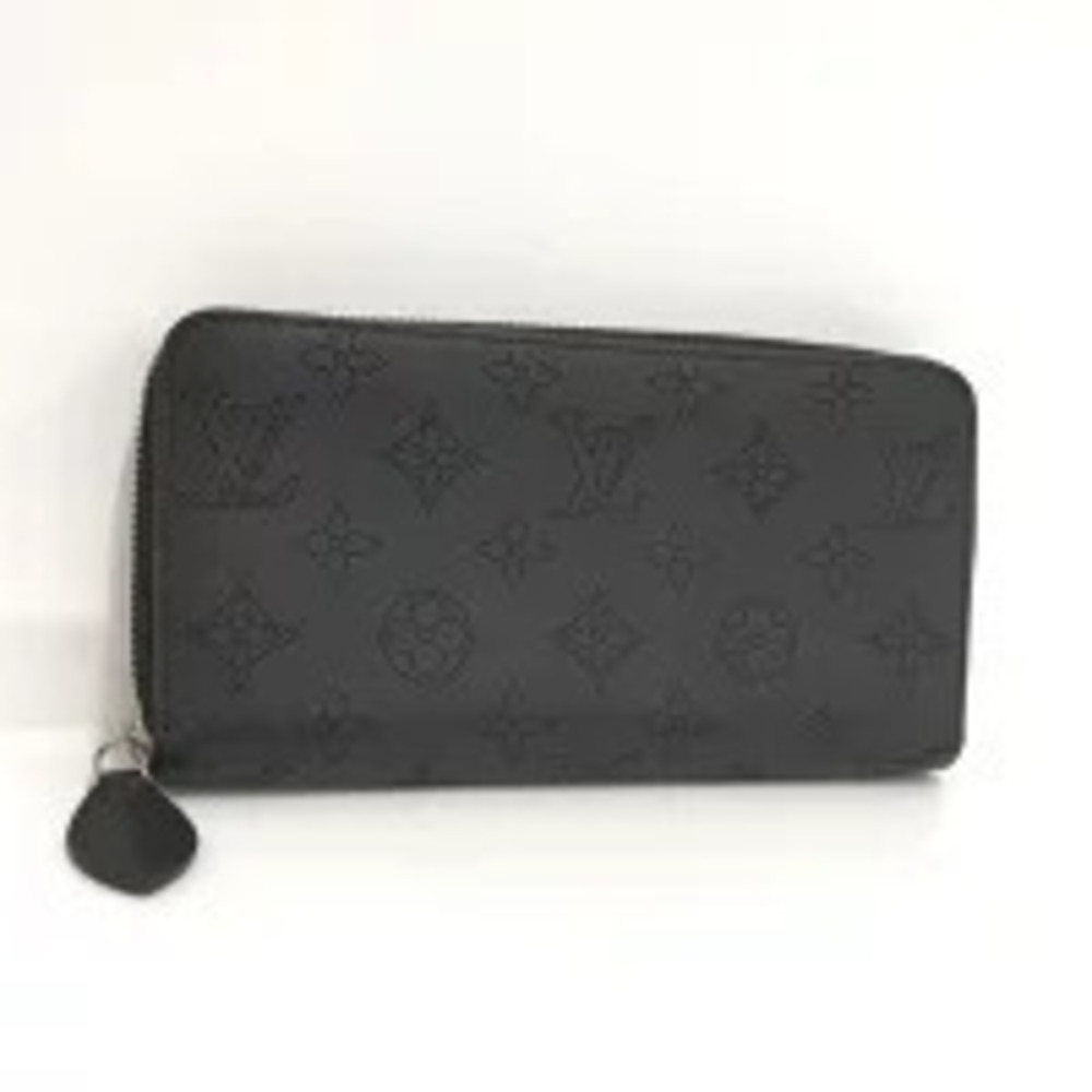 LOUIS VUITTON Zippy Wallet Round Zipper Long Monogram Mahina Noir Black